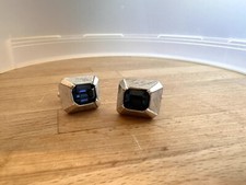 Vintage Shields Silver Tone Sapphire Color St...