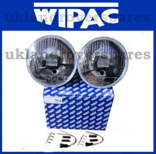 Classic Car 7 inch Quadoptic Headlamp Kit. Pair Headlights with Pilot + H4 Bulbs
