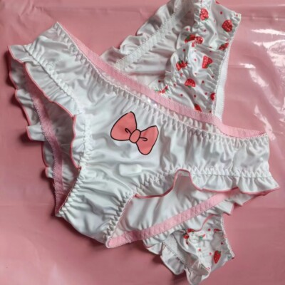 2pcs Girls White Underwear Kids Knicker Ruffle Strawberry Panties for 8-12 Years