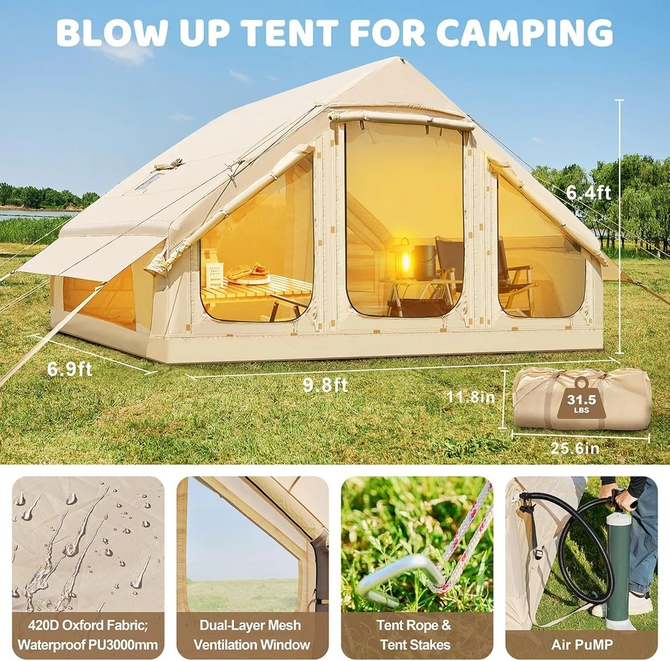 Carpas inflables MOPHOTO 6 personas tienda inflable aire glamping tiendas con bomba Foto 4 de 4
