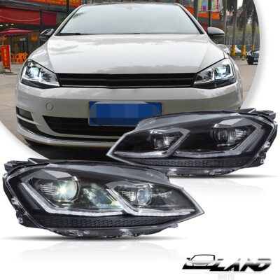 Chrome Headlights w/Sequential Indicator For 2013-2018 Volkswagen VW Golf 7 MK7