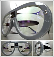 OVERSIZED CLASSIC VINTAGE RETRO Style Clear Lens EYE GLASSES Gray & Black Frame