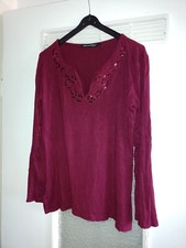 More Conception Damen Shirt L bordeaux rot Pailletten sehr gut gebraucht