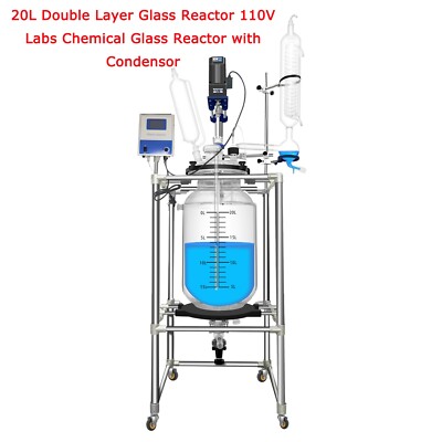 20L Double Layer Glass Reactor 110V Labs Chemical Glass Reactor with Condensor