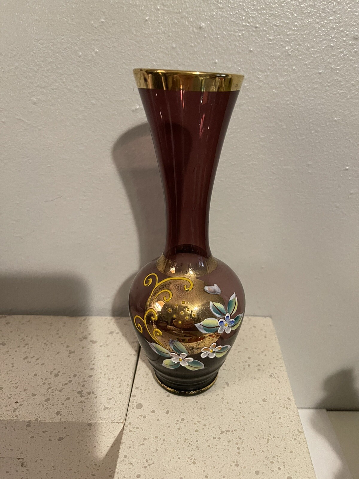 Handblown Handpainted Vintage Purple Vase eBay