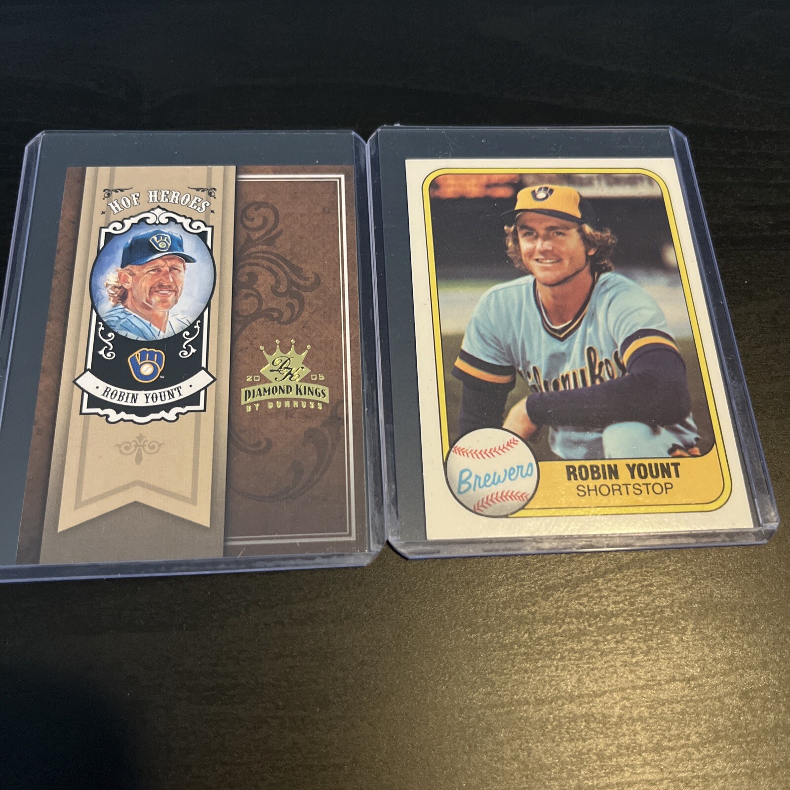 ROBIN YOUNT 1981 Fleer #511 & 2005 Diamond Kings HOF Heroes #HH61 Cards (o)