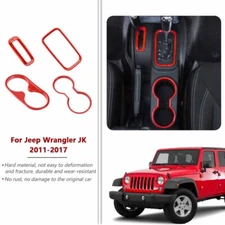 Console Gear Shift Cup Holder Cover Trim Frame For Jeep Wrangler JK 2011-17 Red