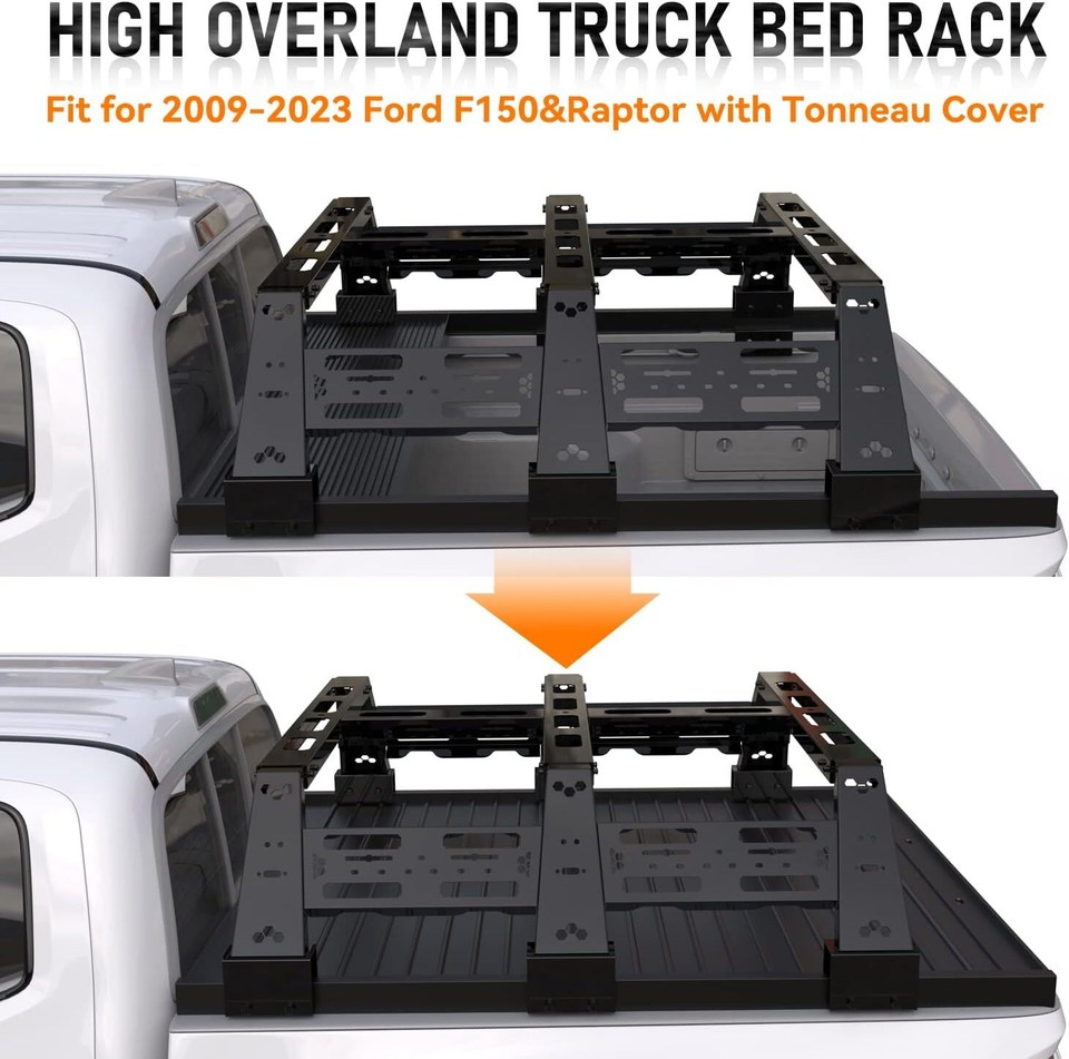 Truck Bed Rack Overland Tent Rack for 2009-2023 Ford F150 Raptor W ...