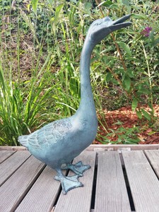Bronze Garden Sculpture Of A Goose Bronze Garden Decor Ebay