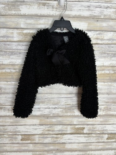 Zara Kids Jacket Girls Black Teddy Bear Holiday Shrug Size 4/5 - Picture 2 of 7