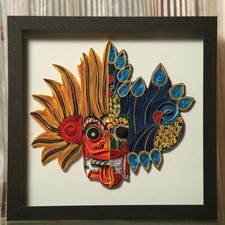 Raksha Peacock Mask Wall Art Sri Lankan Handmade Using Paper Wooden Picture