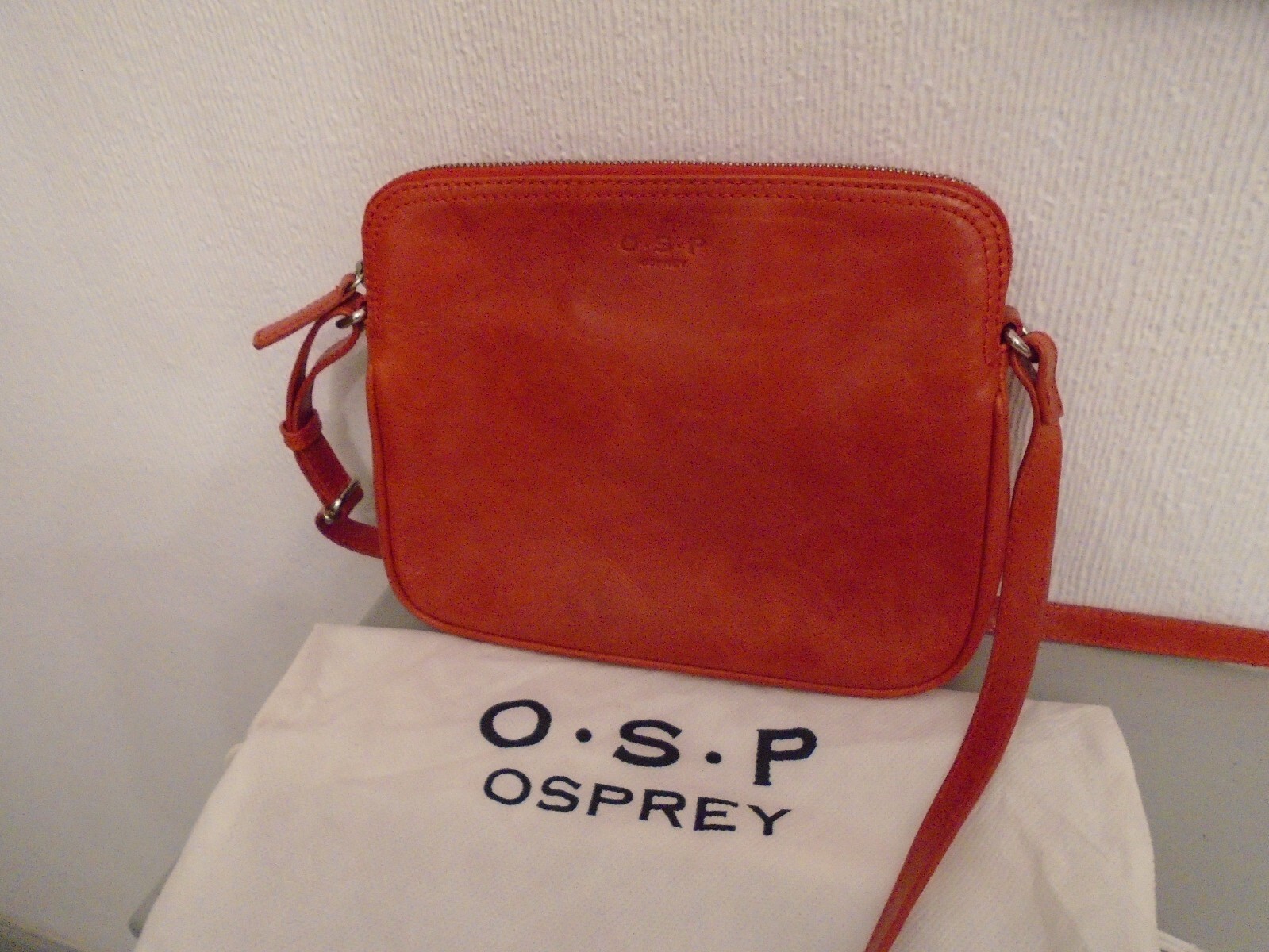 Osprey O.S.P Red Leather Crossbody Bag with Dust Cover eBay