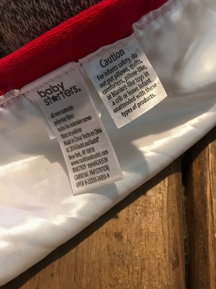 Lovey Manta de Seguridad Calcetín Mono 11 x 12 pulgadas Rojo Blanco Marrón Baby Starters Foto 3 de 3