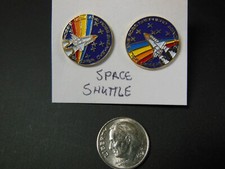 Space Shuttle mission Novelty Silver Plated Stud Earring set custom made 2