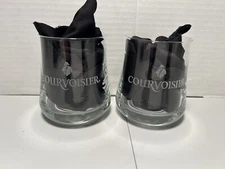 Courvoisier Lowball Rocks Liquor Glass Set of 2 glasses -Etched emblams- HHH