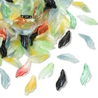 100pcs Transparent Glass Leaf Beads Crystal Petaline Leaves Pendants for Jewelry