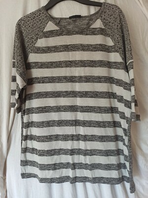 Damen Pulli Laura T. Gr. 50/52 grau/gestreift