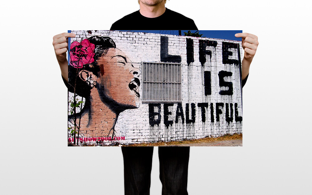 Life Is Beautiful Graffiti Classic Street Banksy Art Wall