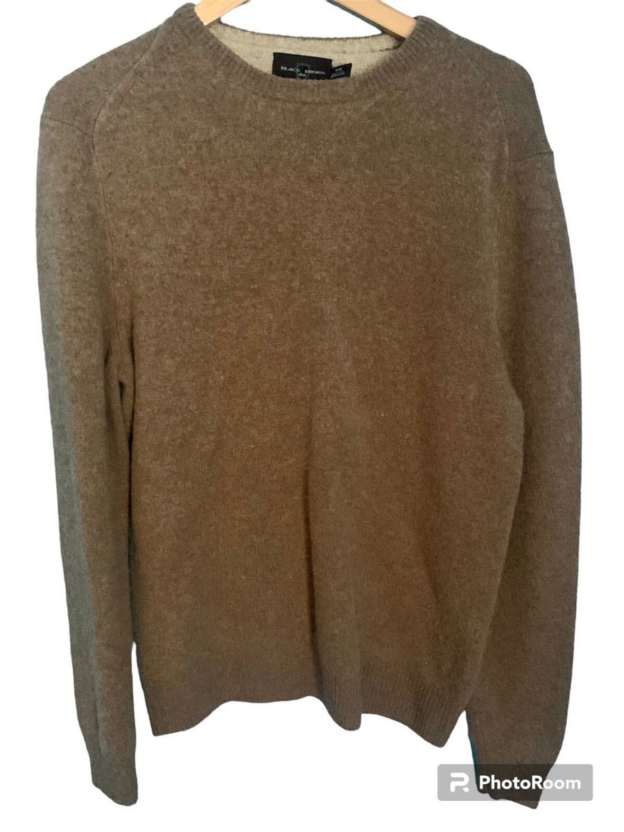 Black Brown 1826 Tan Men's 100% Merino Wool Crewneck Sweater Black Brown 1826 Tan Men's 100% Merino Wool Crewneck Sweater