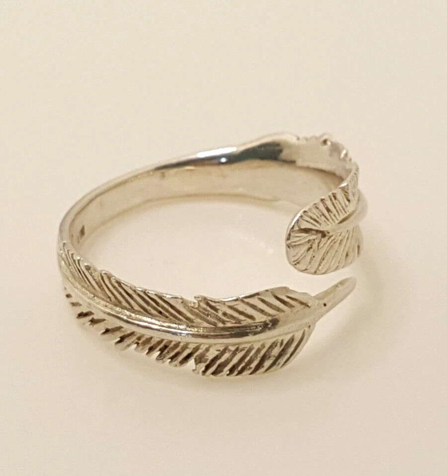 Fabuloso Anillo Banda Pluma Brillante Plata 925 Tamaño R~T Peso 3.5 g #21912 Foto 4 de 4