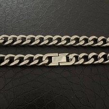 Pure Titanium Necklace Cuban Chain 9.5mm Wide Anti Allergic 23.6 Inch Classic