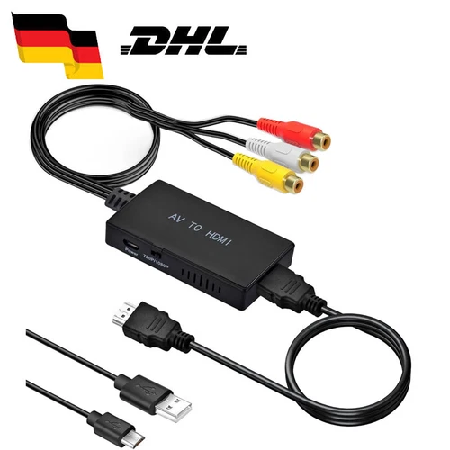 RCA auf HDMI, AV zu HDMI Adapter, 1080P Composite CVBS AV zu HDMI Video Audio DE - Bild 1 von 13