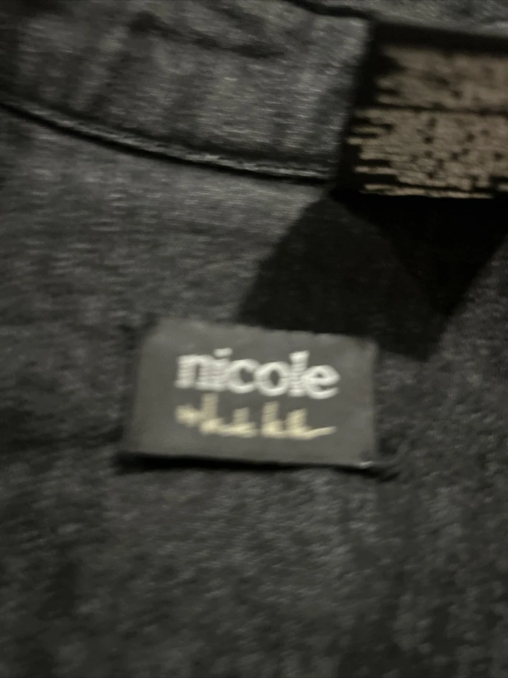 Blazer vaquero negro Nicole By Nicole Miller talla 10 cierre de gancho y ojo Foto 3 de 4