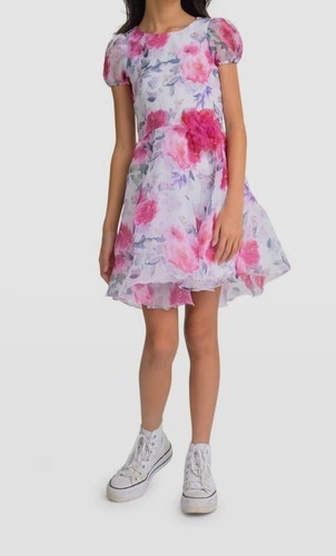 $225 Zoe Kids Girl's White Sherry Chiffon Floral Dress Size 14 - Picture 2 of 3