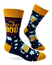 Fabdaz Building My Dad Bod One Beer at a Time Men's Novelty Socks Funny Gift