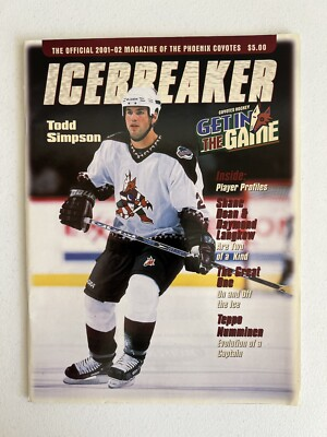 #ad Phoenix Coyotes Ice Breaker Magazine 2001 02 Todd Simpson Cover NHL Hockey $9.49