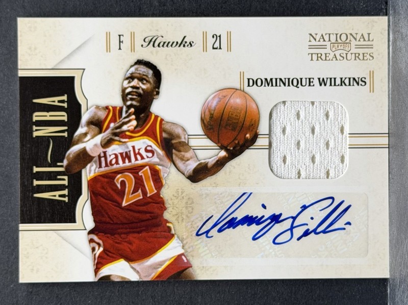 2011-12 National Treasures Dominique Wilkins All-NBA Patch AUTO /25 Atlanta Hawk