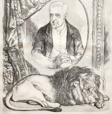 1852 Arthur Wellesley Date Of Death Wood Engraving Victorian Portrait Lion