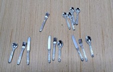 Dollhouse Miniature Silverware, 3 full settings and extra ware 