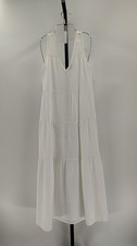 Quince Women 100% Organic Cotton Gauze Tiered Maxi Dress White Basic Sleeved XS