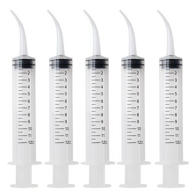 20 Pcs Dental Syringe 12cc Disposable Oral Irrigation Curved Tip Elbow Dentistry
