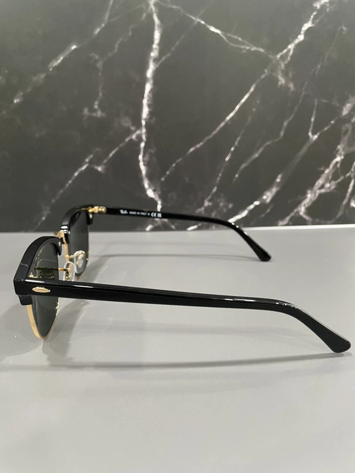 Occhiali da sole Ray-Ban RB3016 Clubmaster montatura classica nera lenti verdi 51 mm unisex - Immagine 2 di 4