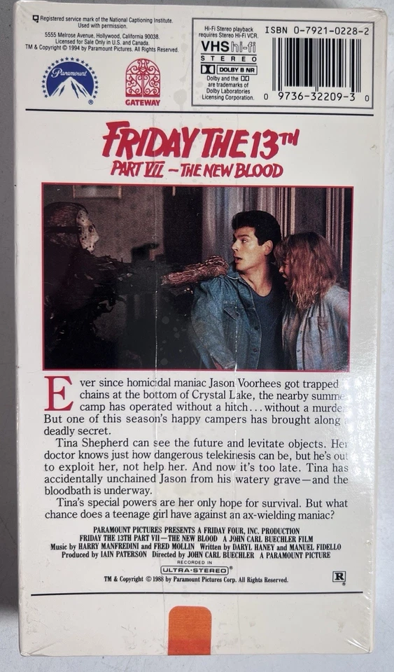 New Sealed Friday The 13th Part VII 7 The New Blood VHS 1988 Horror Vintage - Image 2 of 4