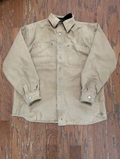 Jesse James Work Jacket Men’s Large Tan Lined Canvas Industrial Workwear Moto
