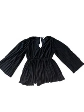 She+Sky Romper L Boho Feminine Ruffle V Neck Witchy Whimsigoth Grunge Dark Fairy