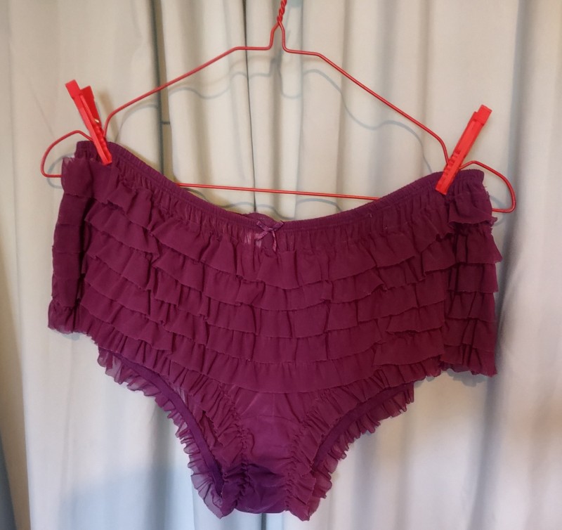 Vintage Size 14/16 CACIQUE  Purple Nylon Net Ruffled RHUMBA Pants 30"-46"