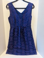 Anthropologie MAEVE Dress Size 2 Averie Jacquard Sheath Mini Blue Purple Career