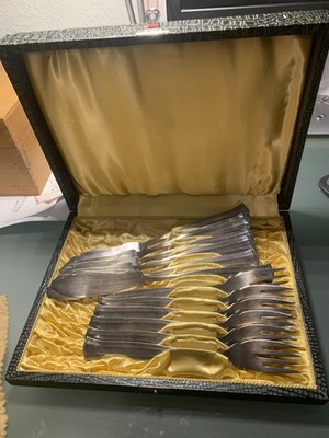 Fischbesteck-Set von Wellner, Aue, 90er Silberauflage (27) in original Schatulle
