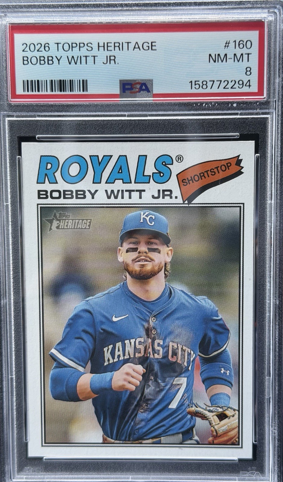 2026 TOPPS HERITAGE #160 BOBBY WITT JR PSA 8