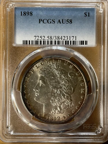 1898 Morgan Dollar PCGS AU58 Toned