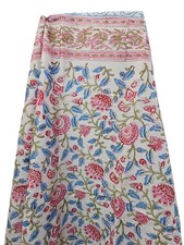 100 Cotton Multicolor Floral Hand Block Printed Sarong Pareo Beach Coverup