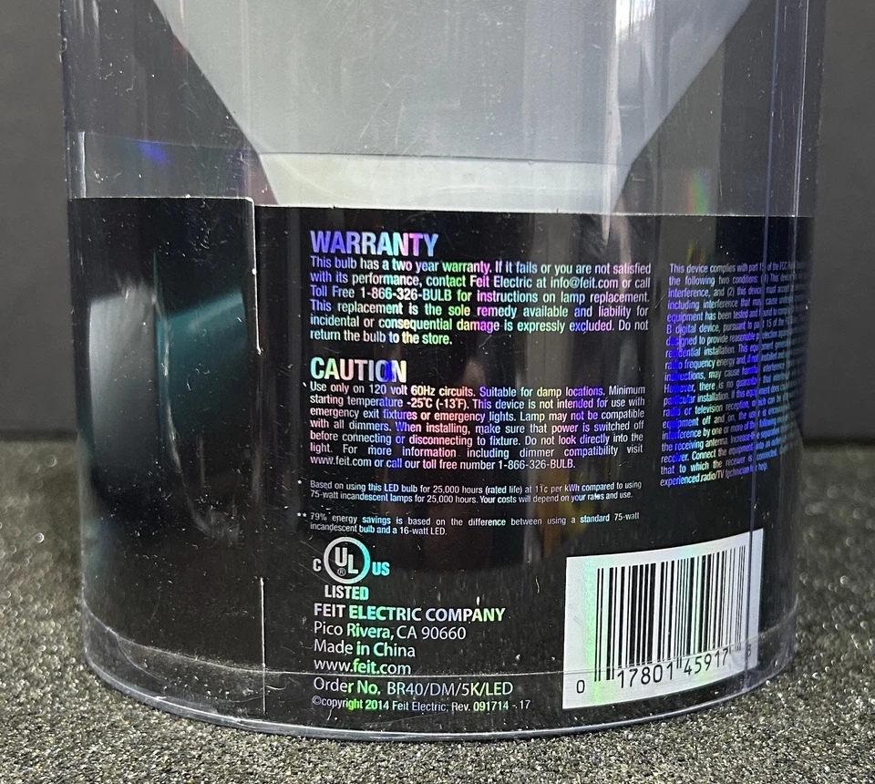 NEW FEIT LED Dimmable BR40 Bulb 1065 Lumens 1 bulb 75 W 5000K - Image 4 of 4