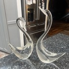 Vintage Signed Murano 14.5” 17.5” Glass Swan Sculptures Frosted Bills Panels MCM — photo 2