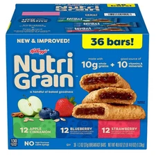Kellogg's Nutri-Grain Cereal Breakfast Bars Variety Pack (1.3 oz. bar, 36 ct.) 