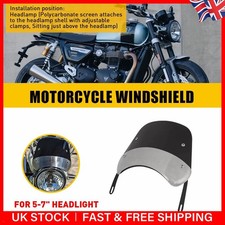 Motorcycle Windshield Wind Screen Deflector Windscreen 1Pc For 5"-7" Headlight