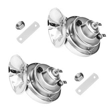 2 PCS Super Loud Train Horns - 12V Waterproof Snail Raging Sound Silver - 2PCS